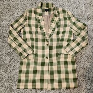 Bardot Green Pink Checkered Blazer Small